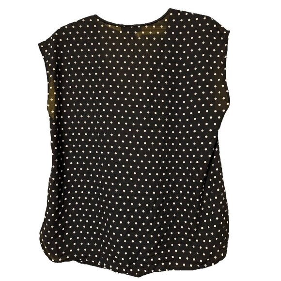 Coldwater‎ Creek Blouse Black Polka Dot Cowl Neckline Size XL/16 Round Slits NWT - Picture 2 of 2